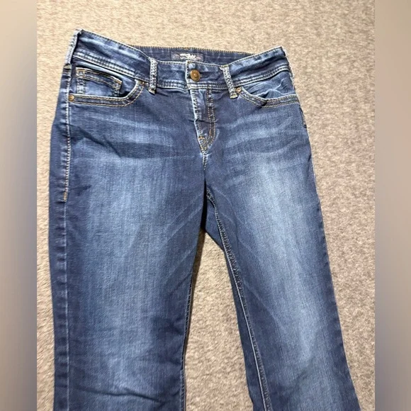 Silver Jeans Womens W31/L33 blue Suki Bootcut Mid Rise stretch distressed nice! - Picture 2 of 11